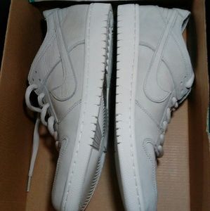 White Nike Sb Dunk lows.